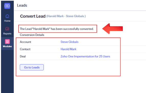 How to Convert Leads in Zoho CRM