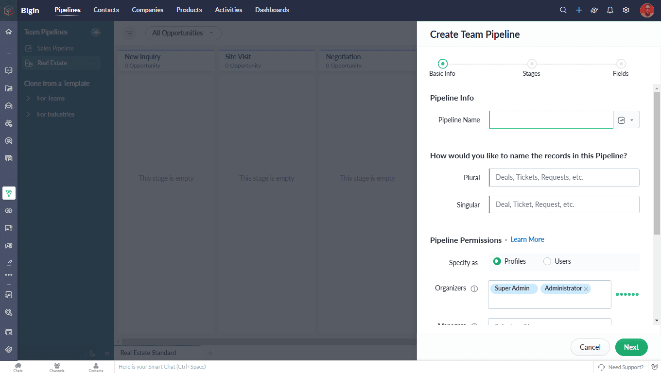 how to create a sales pipeline on Bigin by Zoho CRM