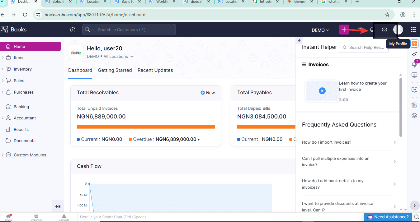 locations in Zoho Books
