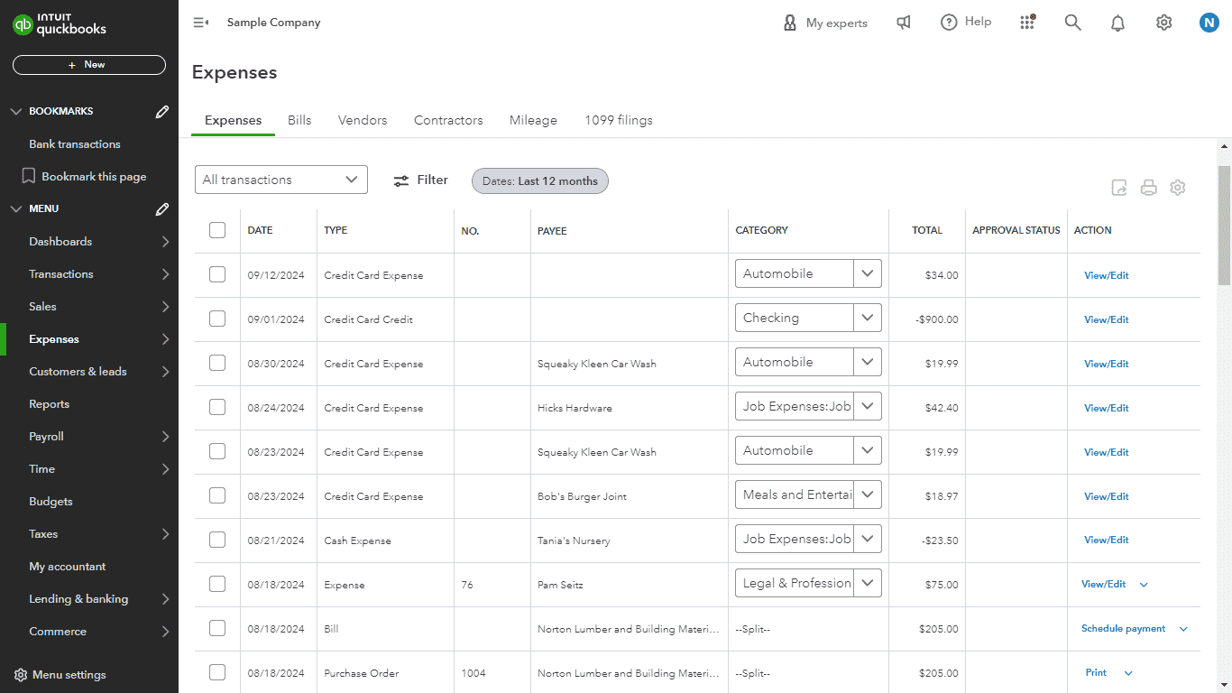 QuickBooks Online - Expense