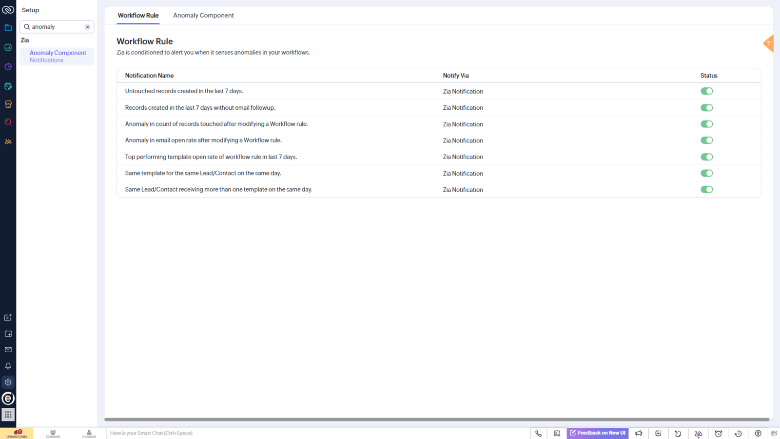 How to find Zia AI in Zoho CRM