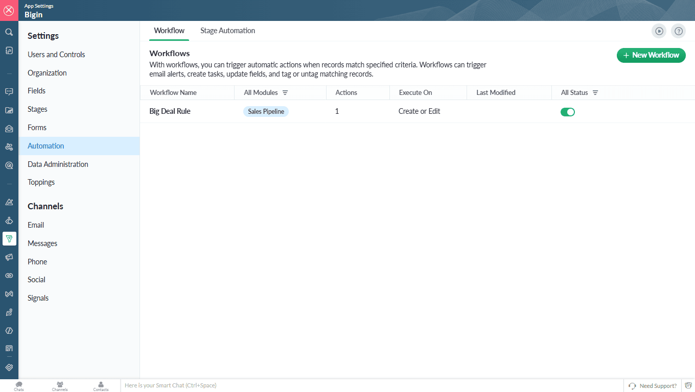 how to integrate emails, social, and website on Bigin by Zoho CRM
