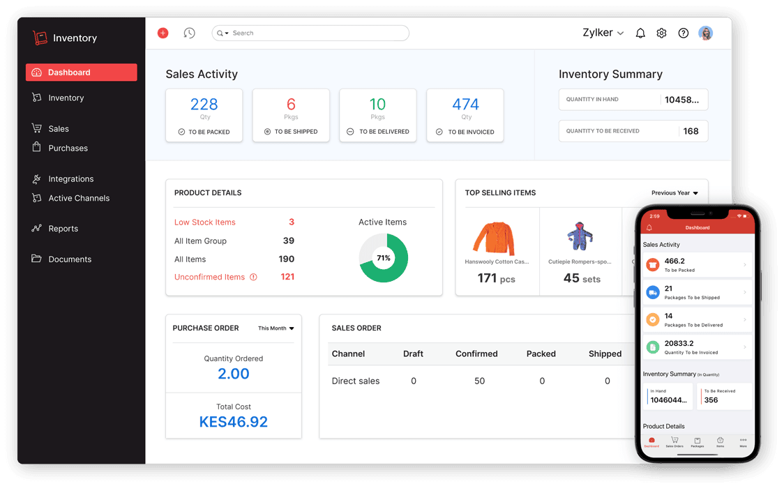 screenshot image thst shows the dashboard page of Zoho Books interface