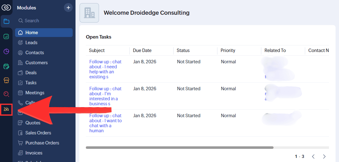 How to find Zia AI in Zoho CRM